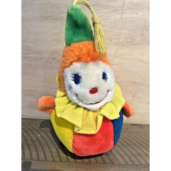 GUND Other - GUND Vintage 1982 Clown Monkey Rattle Wobble Chiming Stuffed Plush Baby Toy